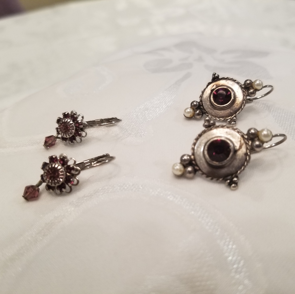 Purple Amethyst Earrings (2 pair)